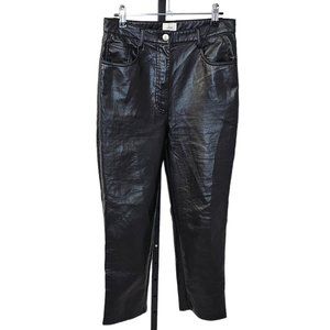 Aritzia Wilfred The Melina  Pant Black Vegan Leather High Rise Cropped Sz 8